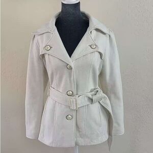 Elegant White Women's Belted Jacket